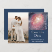 Modern Night Sky Galaxy Blue Paars Save the Date (Voorkant / Achterkant)