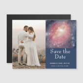 Modern Night Sky Galaxy Blue Paars Save the Date (Voorkant / Achterkant)