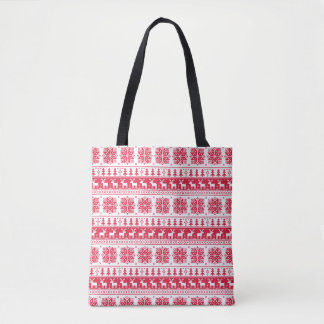 Modern Noords rood en wit patroon Draagtas