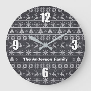 Modern Nordic Knit Ugly Sweater Chalkboard Name Grote Klok