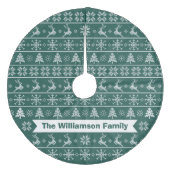 Modern Nordic Knit Ugly Sweater Green White Name Fleece Kerstboom Rok (Voorkant)