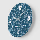 Modern Nordic Knit Ugly Sweater Navy White Name Grote Klok (Hoek)