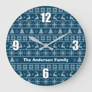 Modern Nordic Knit Ugly Sweater Navy White Name Grote Klok