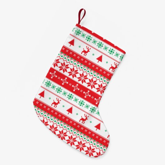 Modern Nordic Winter Feestdagen Pattern Kleine Kerstsok (Voorkant (Hangend))