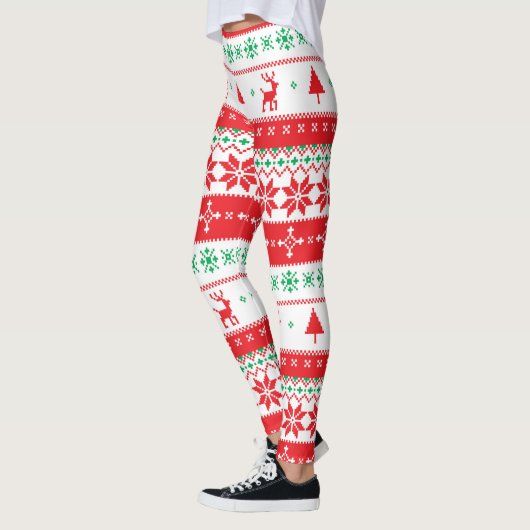 Modern Nordic Winter Feestdagen Pattern Leggings (Links)