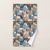 Modern Nordic Winter Town Whimsical Cozy Houses Ba Bad Handdoek (Handdoek)