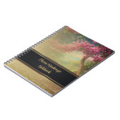 Modern Notitieboek Gouden Mist Bloemen Kersenbloes (Linkerzijde)
