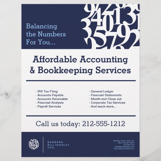 Modern Numbers Logo II Accountant Flyer (Voorkant)
