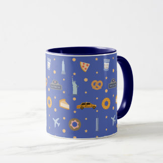 Modern NYC Icons & Landmarks Pattern Royal Blue  Mok