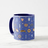 Modern NYC Icons & Landmarks Pattern Royal Blue  Mok (Voorkant links)