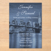 Modern NYC Skyline Elegance  Acryl Uitnodigingen (Voorkant)