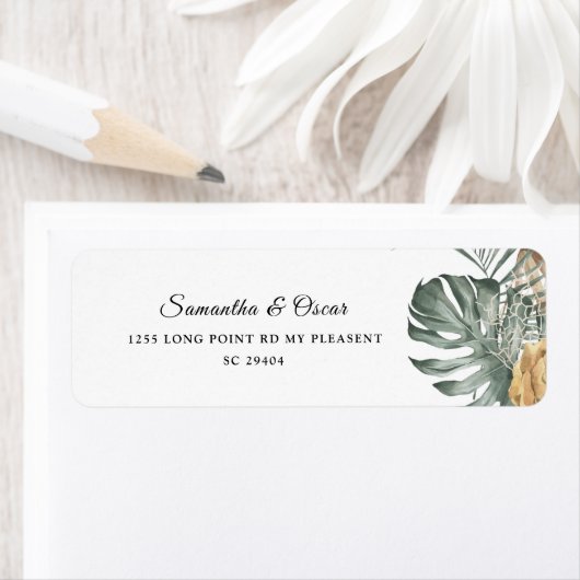 Modern Oasis Waterverf Flowers & Leaves Lijst Etiket (Insitu)