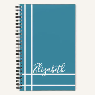 Modern Ocean Blue Custom Name Minimalist Notitieboek