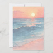 Modern Ocean Sunset Watercolor Beach Wedding Kaart (Achterkant)