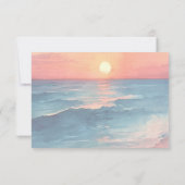 Modern Ocean Sunset Waterverf Beach Wedding RSVP Kaartje (Achterkant)