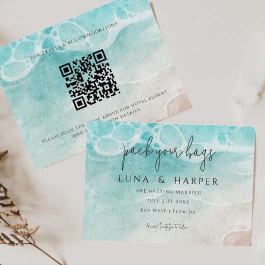 Modern Ocean Tide Watercolor Beach Wedding