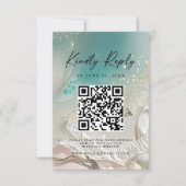 Modern Ocean Tide Wedding QR Code RSVP Card Save The Date (Voorkant)