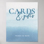 Modern Ocean`Waterverf Baby shower Kaarten & Cadea Poster (Voorkant)