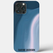 Modern Ocean Wavy Blue Ocean Waterverf Monogram Case-Mate iPhone Case (Achterkant)