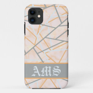 Modern Ochre en Grey Geometric Lines iPhone 11 Hoesje