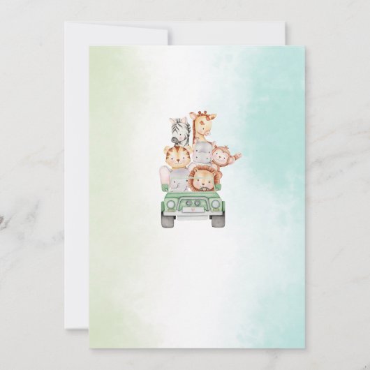 Modern Oerwoud Animals Green Safari waterverf b Kaart (Achterkant)