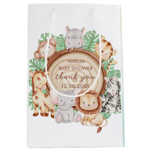Modern Oerwoud Dieren Groene Safari baby shower Medium Cadeauzakje
