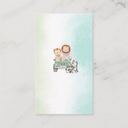 Modern Oerwoud Dieren Groene Safari waterverf b Informatiekaartje (Achterkant)