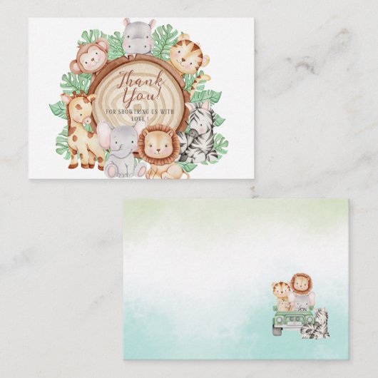 Modern Oerwoud Dieren Groene Safari Waterverf B Notitiekaartje (Voorkant / Achterkant)