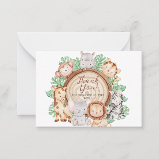 Modern Oerwoud Dieren Groene Safari Waterverf B Notitiekaartje (Voorkant)