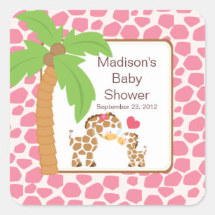 Modern Oerwoud Giraffe Safari Baby shower Sticker