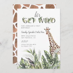 Modern Oerwoud Greenery Giraffe Birthday Kaart