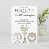 Modern Oerwoud Safari Baby shower Invite Minimalis Kaart (Staand voorkant)