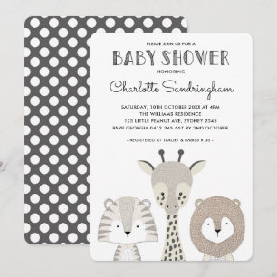 Modern Oerwoud Safari Baby shower Invite Minimalis Kaart