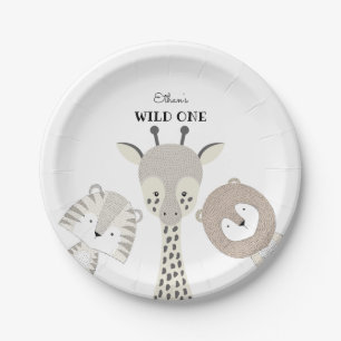 Modern Oerwoud Wild Eén dag veiliger Baby shower Papieren Bordje