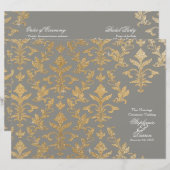 Modern offset Damask Glitter Kijk Wedding Program (Voorkant / Achterkant)