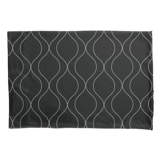 Modern Ogee Curves Pattern Grey Black white Kussensloop (Voorkant-Links)