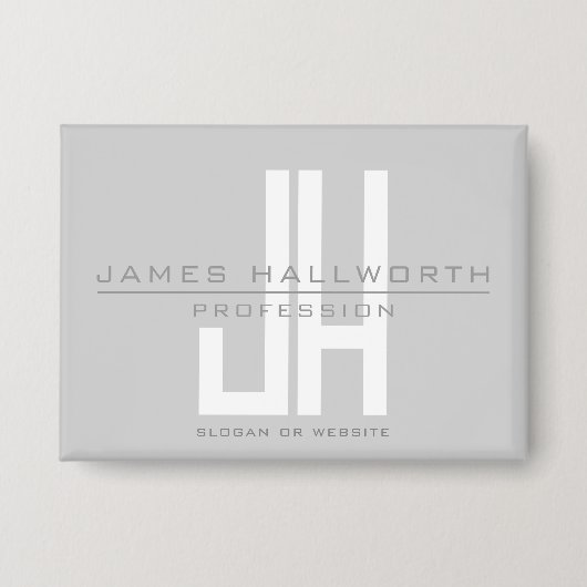 Modern ogend zakelijk monogram | Grey Button (Voorkant)