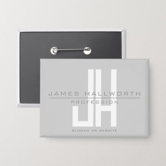 Modern ogend zakelijk monogram | Grey Button (Voorkant / Achterkant)