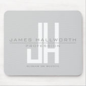 Modern ogend zakelijk monogram | Grey Muismat (Voorkant)