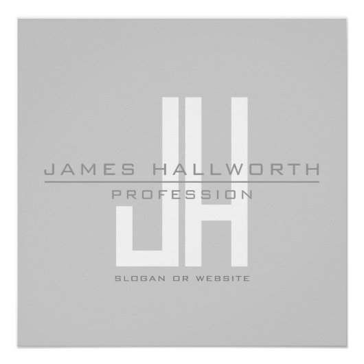 Modern ogend zakelijk monogram | Grey Perfect Poster (Voorkant)