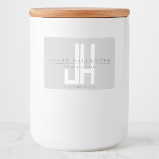 Modern ogend zakelijk monogram | Grey Voedselcontainer Etiket (Voorkant)