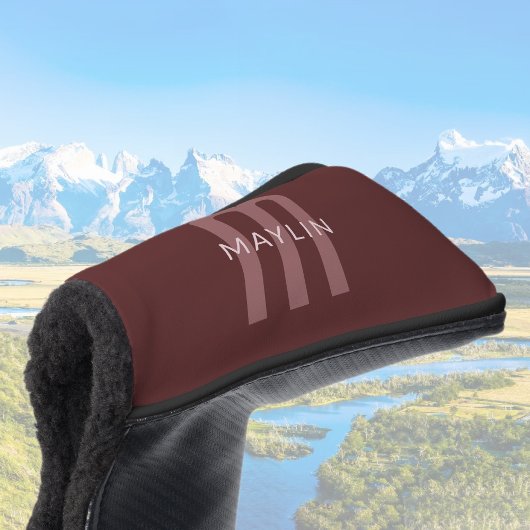 Modern ogende monogrammed naam | Maroon Red Golfheadcover