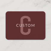 Modern ogende monogrammed naam | Maroon Red Informatiekaartje (Voorkant)