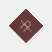 Modern ogende monogrammed naam | Maroon Red Servet (Hoek)