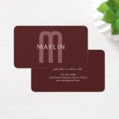 Modern ogende monogrammed naam | Maroon Red Visitekaartje (Bureau)