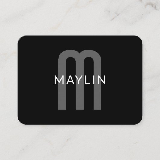 Modern ogende monogrammed naam | Zwart Grijs Wit Informatiekaartje (Voorkant)