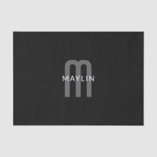 Modern ogende monogrammed naam   Zwart Grijs Wit Tissuepapier