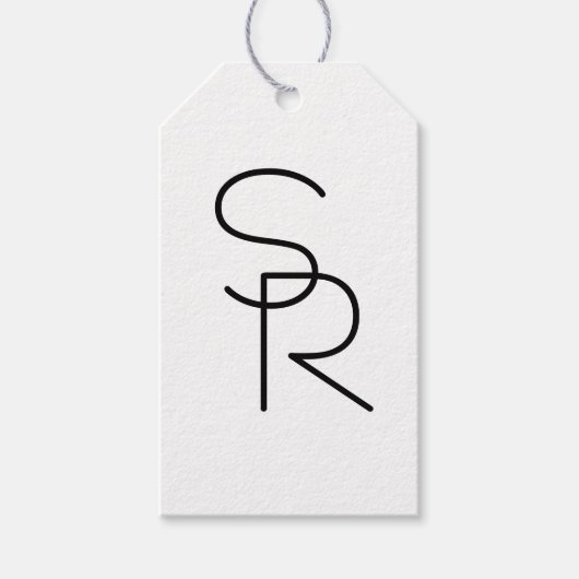 Modern ogende overlappende Initialen Cadeaulabel (Voorkant)