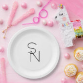 Modern ogende overlappende Initialen Papieren Bordje (Feest)