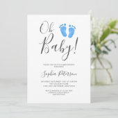 Modern Oh Baby Boy Baby shower Kaart (Staand voorkant)
